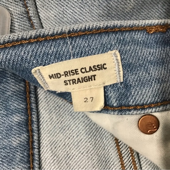 Madewell Wellingford Wash Mid-Rise Straight Jeans Size 27 Knee-Rip Edition Denim - Picture 8 of 8
